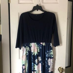 Navy blue floral dress